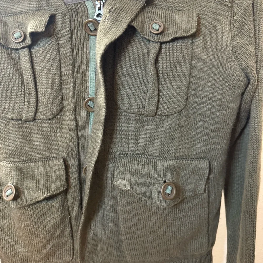 Weatherproof Vintage Olive Knit Jacket - Picture 2 of 9